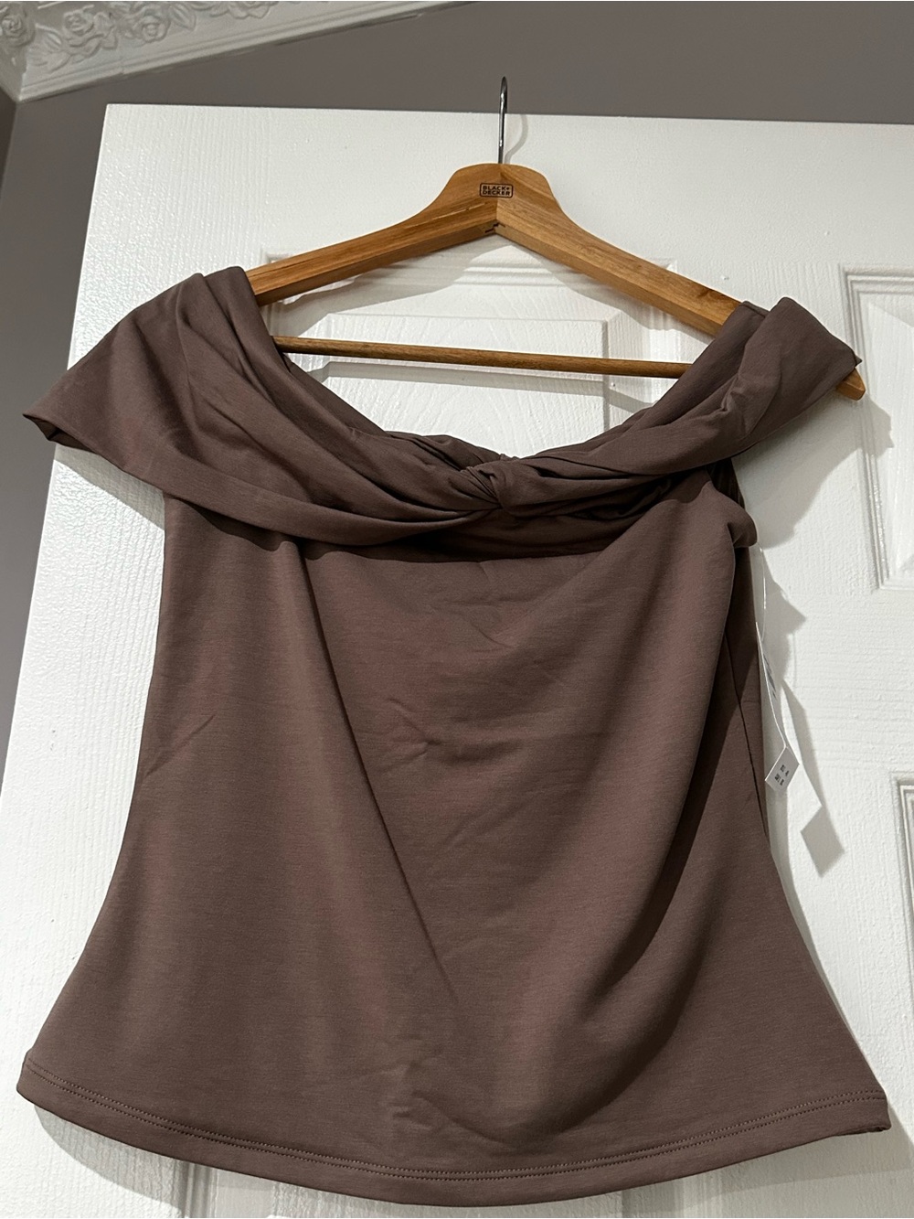 Abercrombie & Fitch Brown Off-Shoulder Twist Top